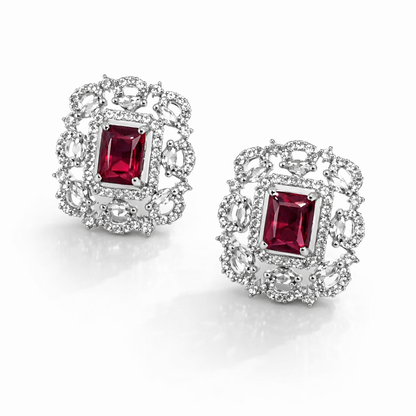 Regal Ruby Silver Royale Necklace Set