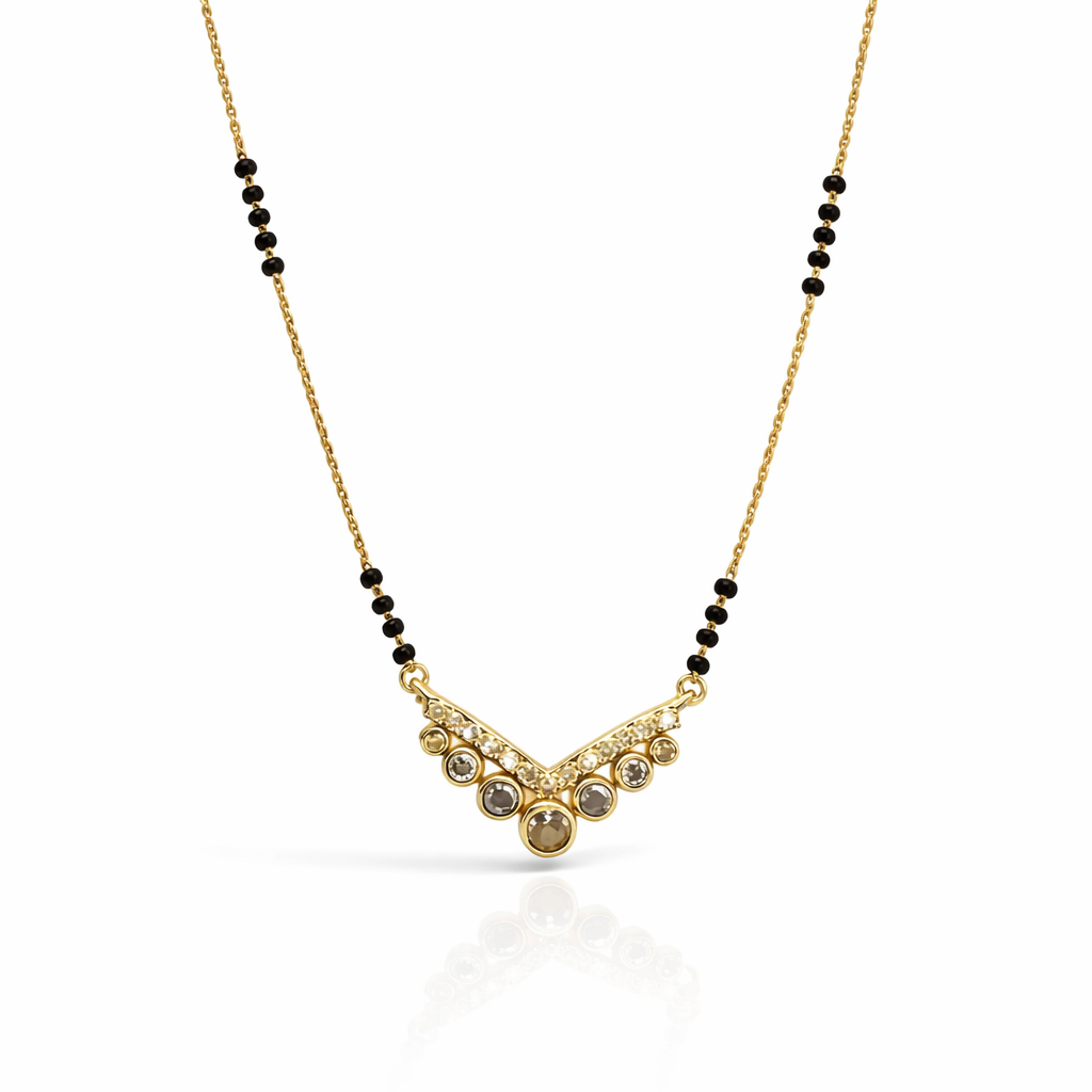 Elegant twin square gold finish Mangalsutra pendant by Jinam, featuring intricate design and polished surface, ideal for traditional jewelry.