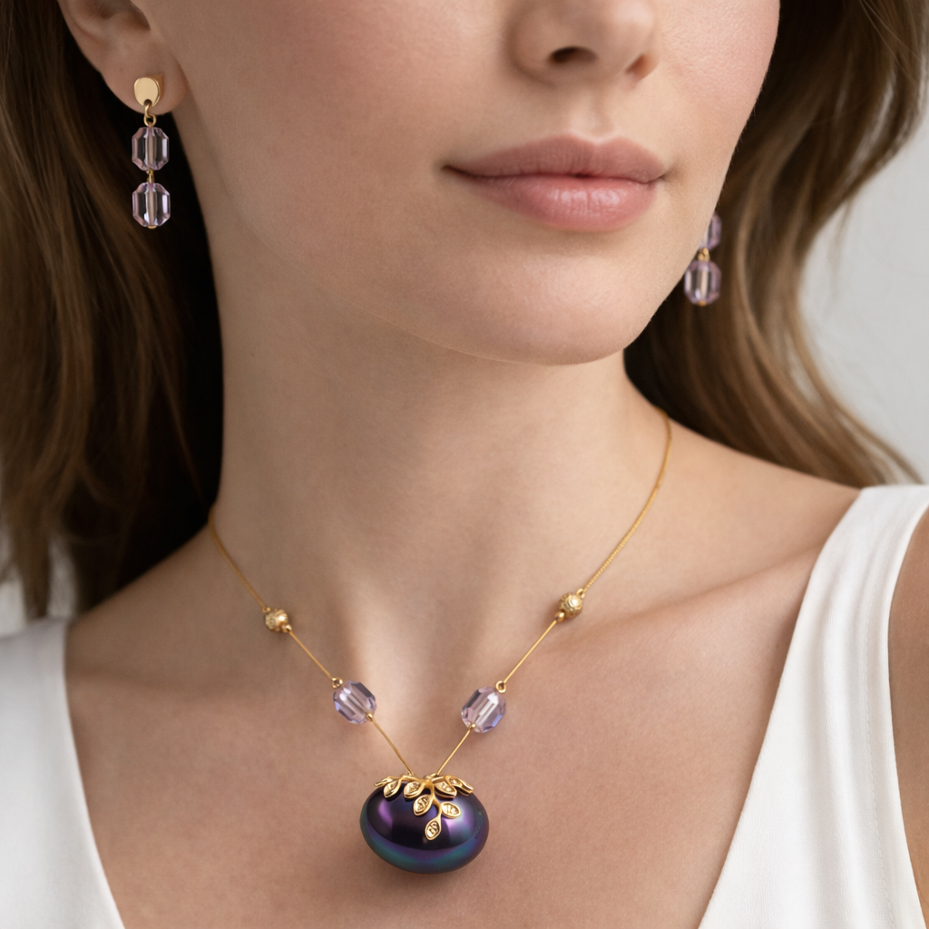 Midnight Glow Semi-Precious Stone Necklace Set