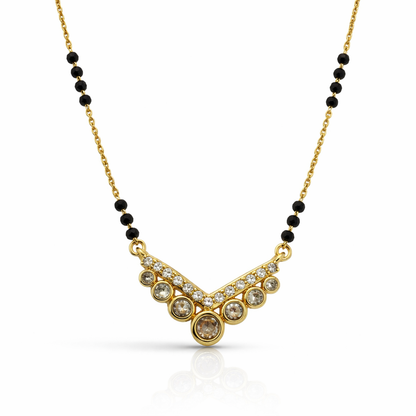 Elegant twin square Mangalsutra pendant in gold finish by Jinam, featuring intricate design and traditional Indian jewelry craftsmanship.
