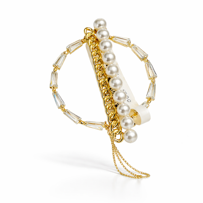 Luxury Pearl and Crystal Gold Brooch with Letter Charms