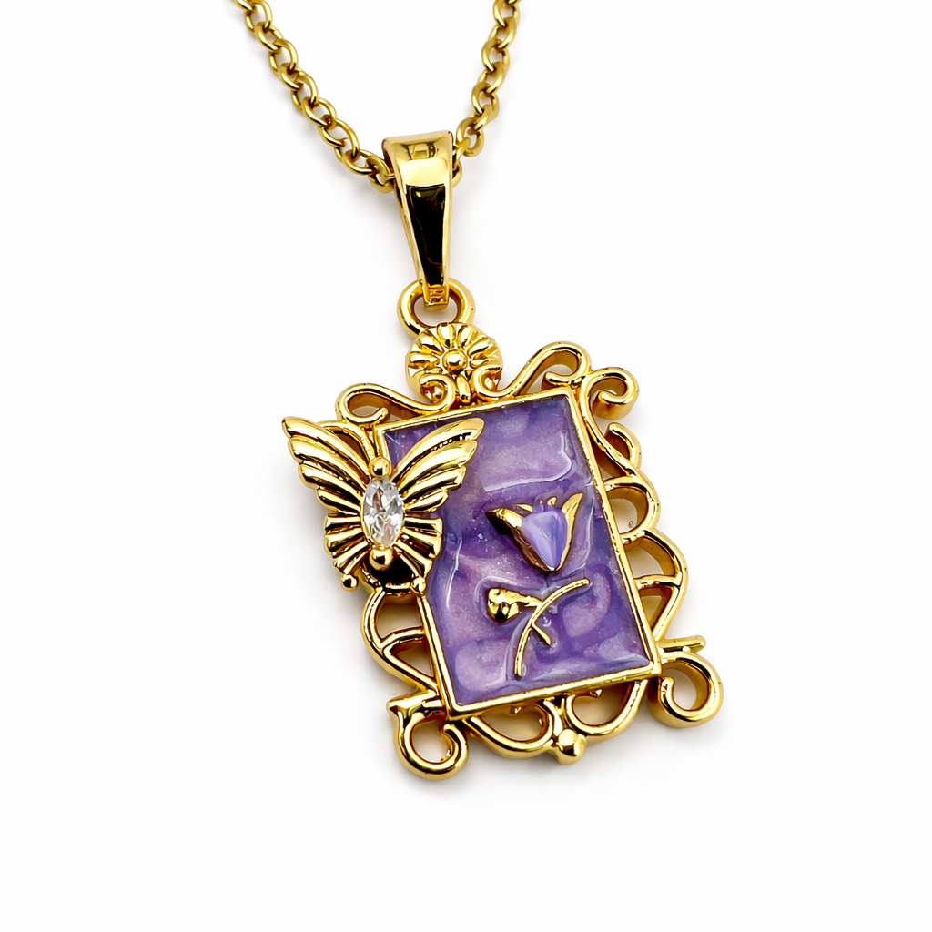 Royal Butterfly Amethyst Frame Pendant chain