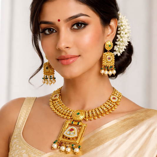Temple Heritage Kundan Imitation Necklace Set