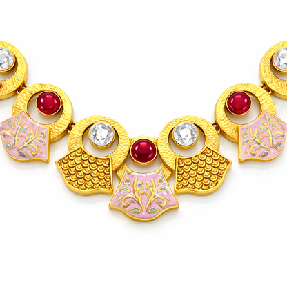 Blush Enamel Pearl Imitation Necklace Set