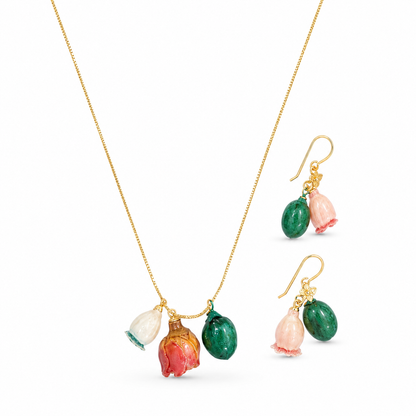 Model wearing Floral Charm Jewellery Set