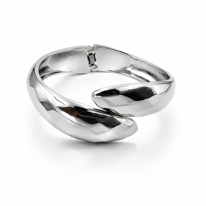 Sculpted Silver Open Cuff Bracelet