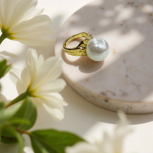Gold-Plated Statement Pearl Ring
