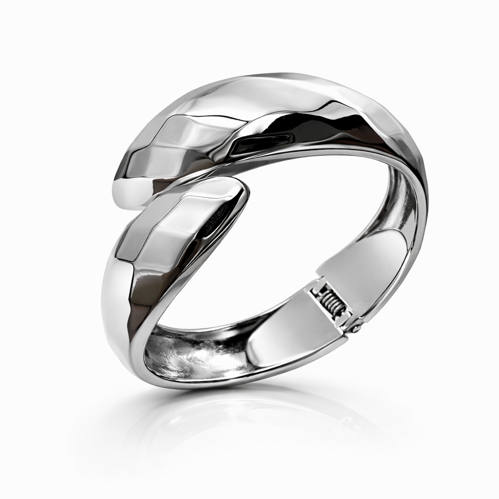 Sculpted Silver Open Cuff Bracelet