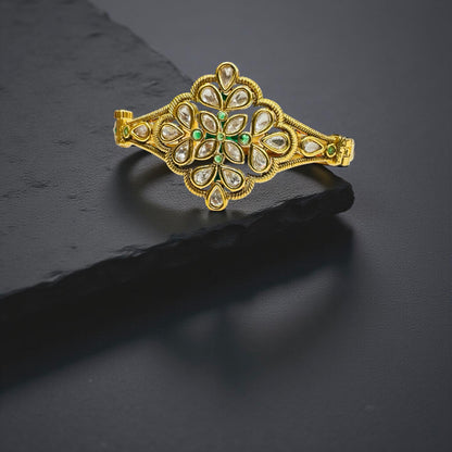 Royal Gold-Plated Kundan Floral Bracelet