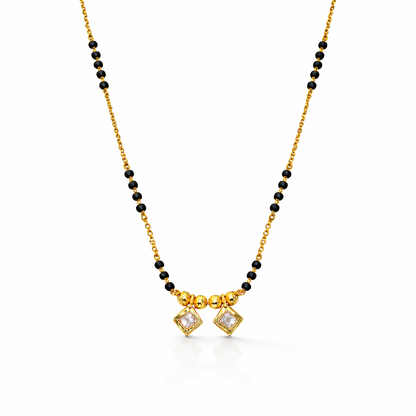 Twin Square Charm Mangalsutra Pendant in Gold Finish