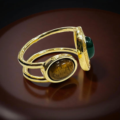 Dual Stone Open Adjustable Statement Ring