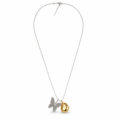 Dual-Tone Butterfly Gold Nugget Pendant Necklace | Jinam