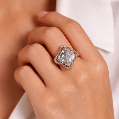 Crystal Bloom Statement Ring in Dual-Tone Finish