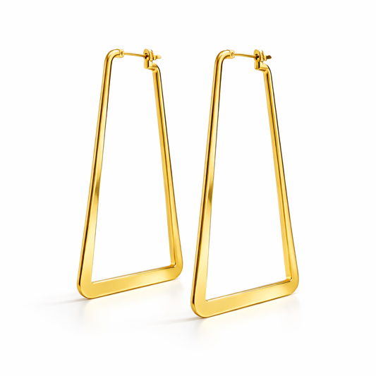 Modern Gold Geometric Trapezoid Hoop Earrings