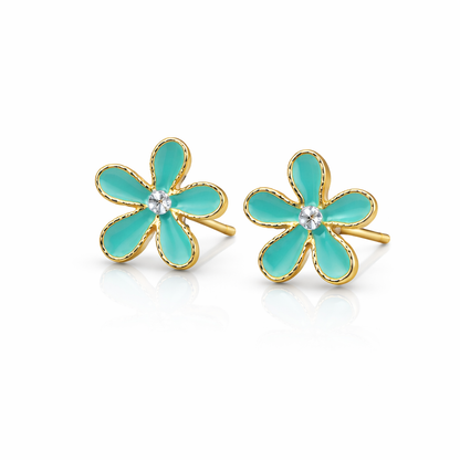 Kids Enamel Stud Earrings – Set of 3 Pairs (Butterfly, Daisy & Clover)