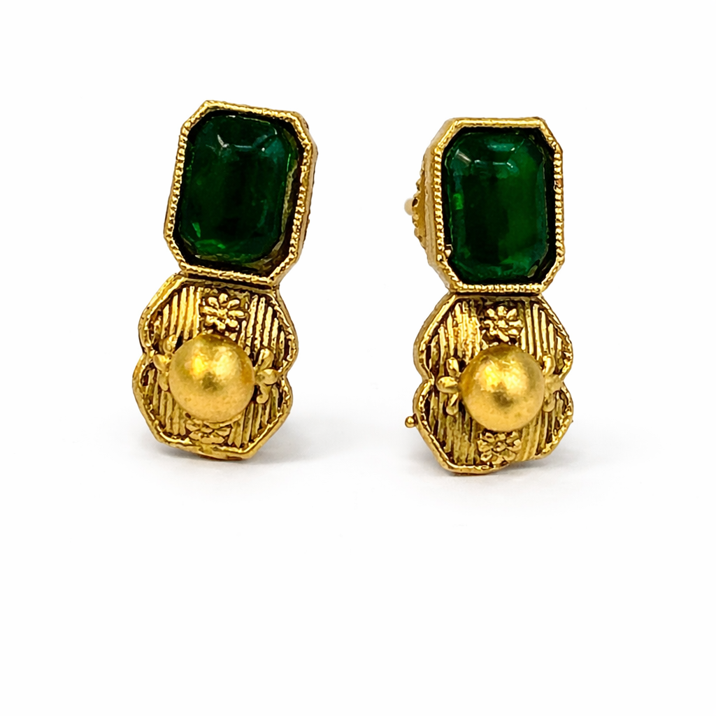 Emerald Glory Antique Gold Necklace Set