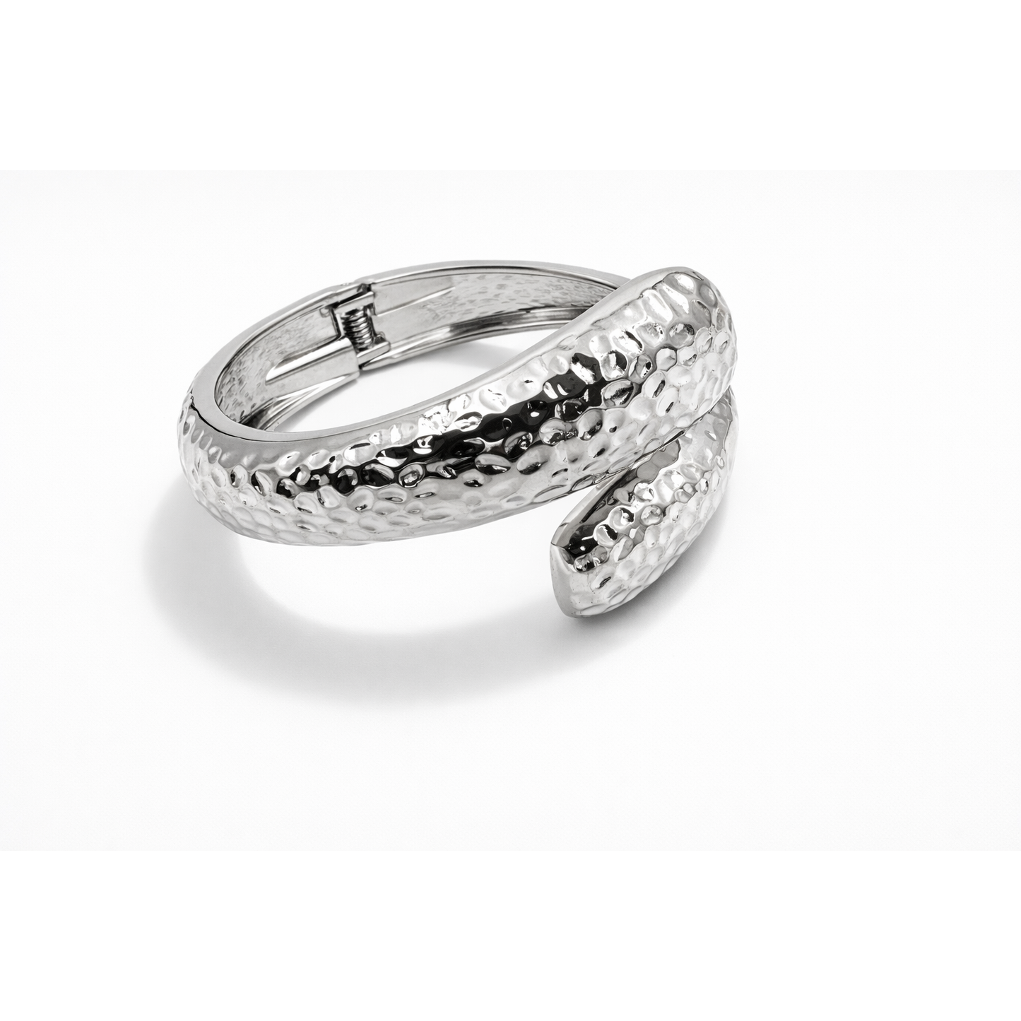 Hammered Silver-Tone Statement Bracelet with Anti-Tarnish Finish