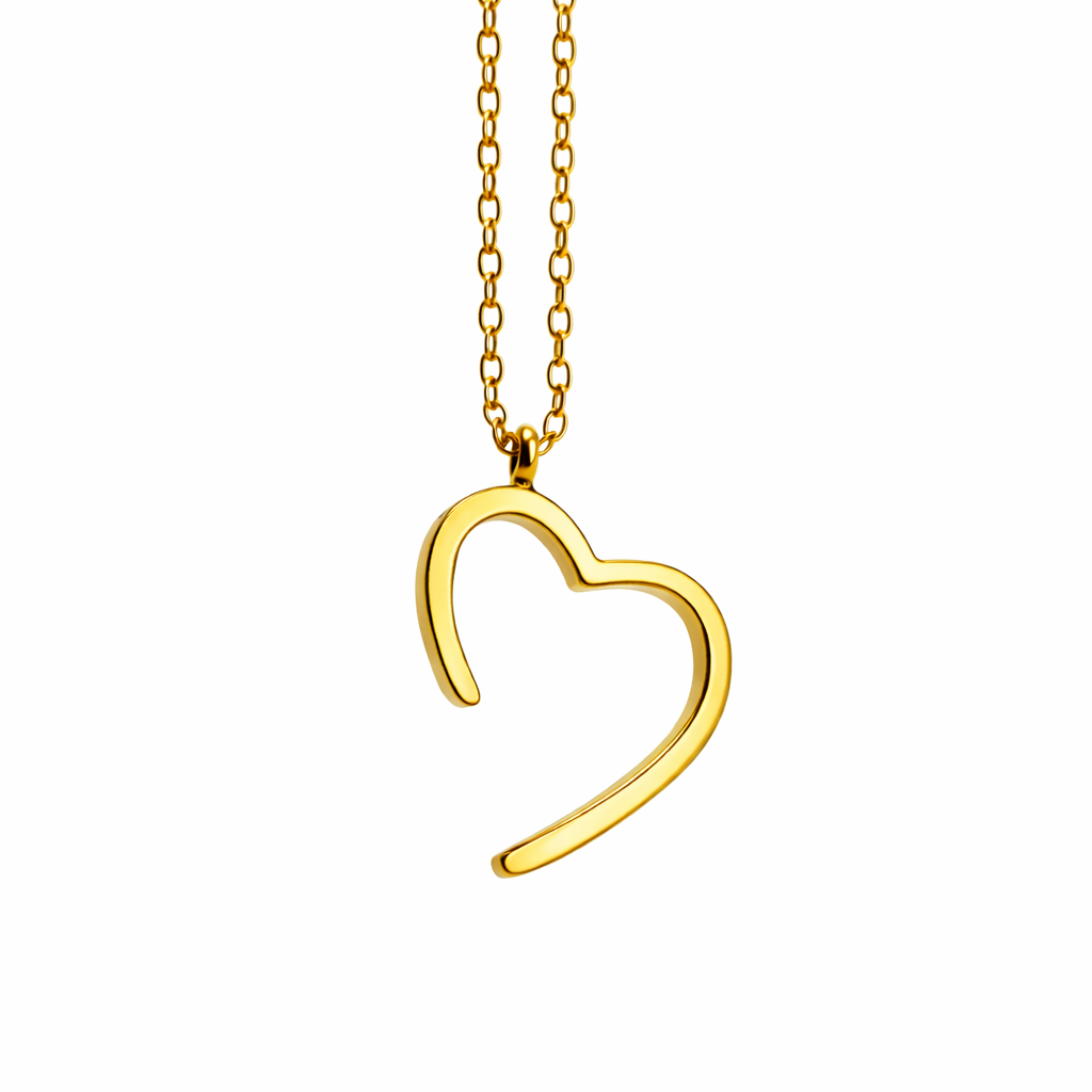 Pure Love Open Heart Gold Pendant Chain