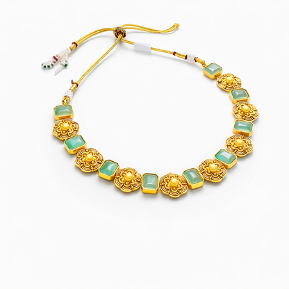Mint Bloom Antique Gold Necklace Set