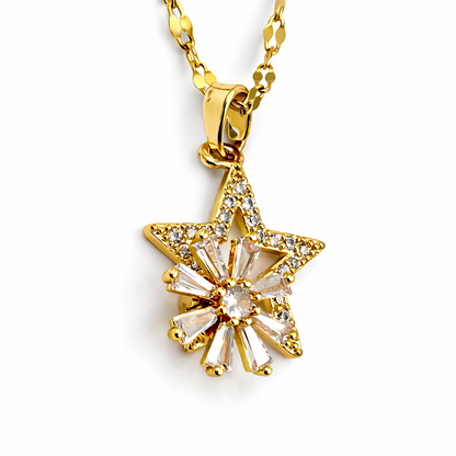 Celestial Starburst Crystal Chain Pendant