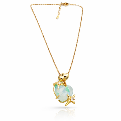 Celestial Heart Opal Star Chain Pendant