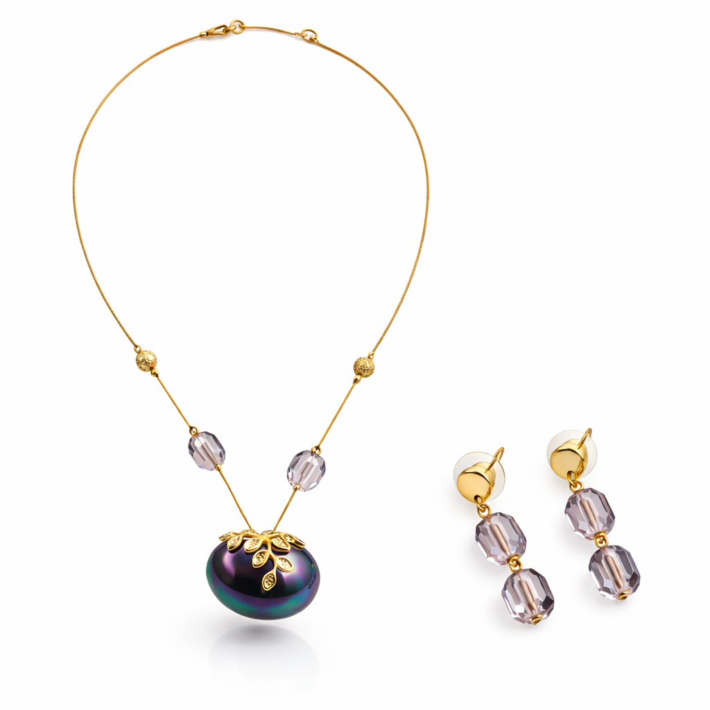 Midnight Glow Semi-Precious Stone Necklace Set