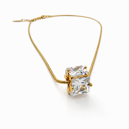 Classic Solitaire CZ Pendant Necklace in Gold Finish