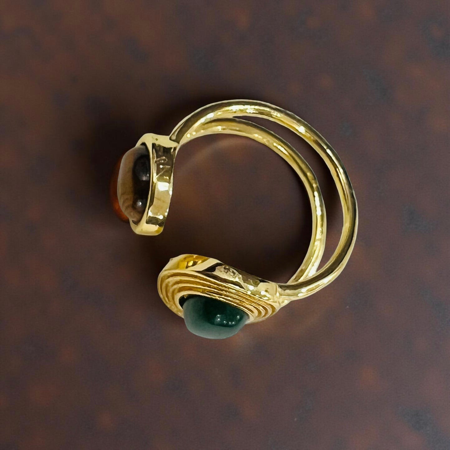 Dual Stone Open Adjustable Statement Ring