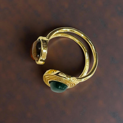 Dual Stone Open Adjustable Statement Ring