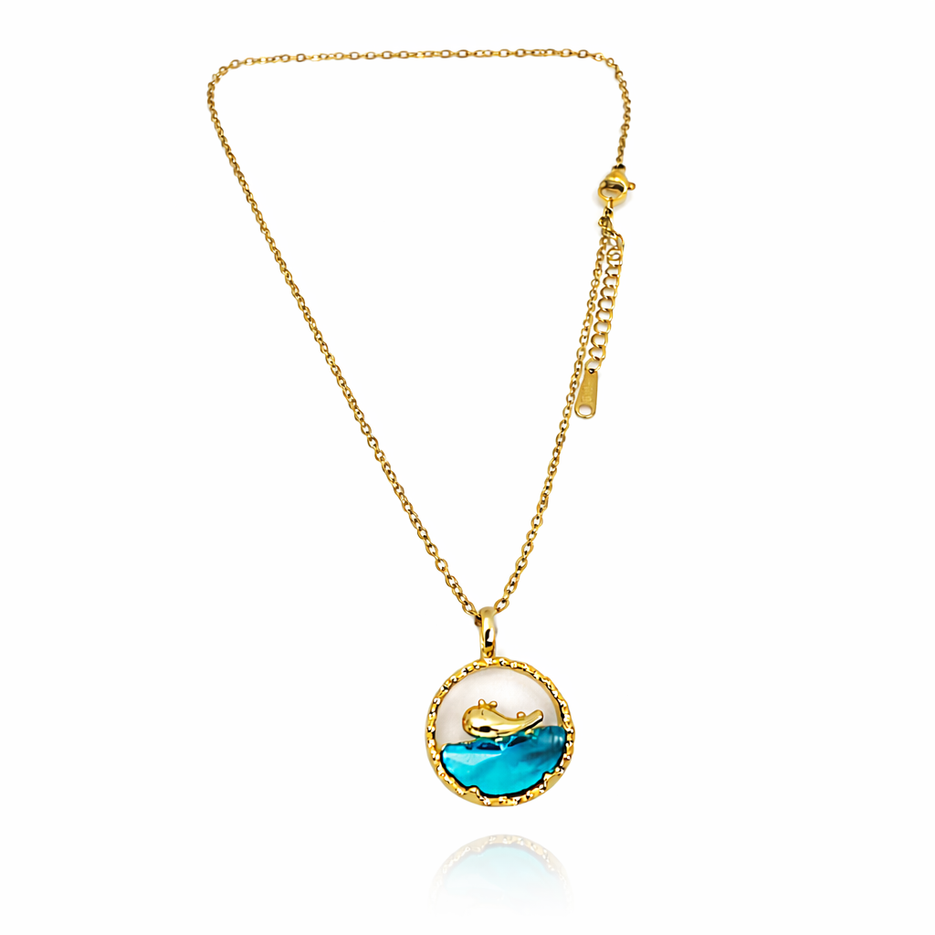 Dolphin Ocean Stone Chain Pendant