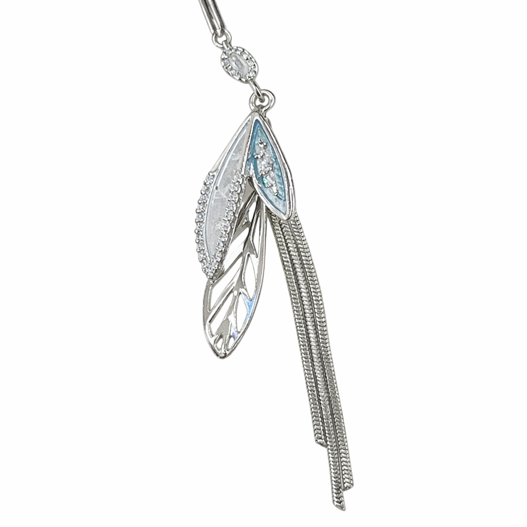 Silver-plated long tassel earrings by Jinam featuring elegant, flowing design perfect for stylish accessories.