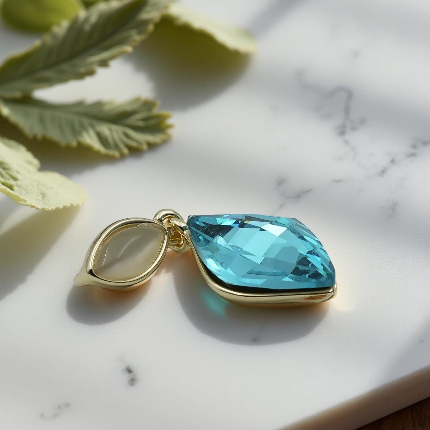 Aqua Blue Crystal Pendant & Earrings Set