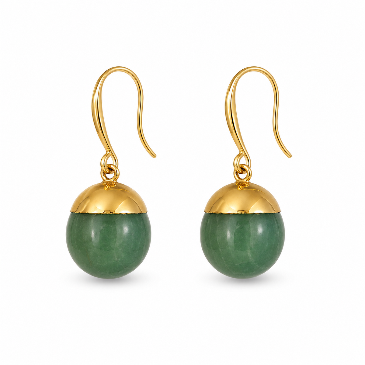 18K Gold Plated Green Stone Necklace & Earrings Set | Jinam