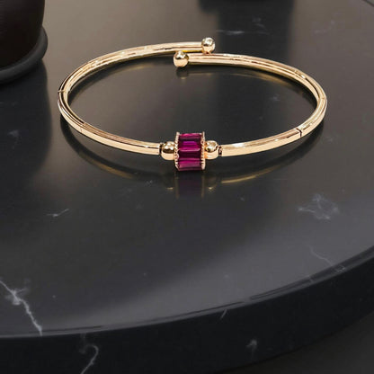 Rose Gold Minimal Ruby Barrel Bracelet