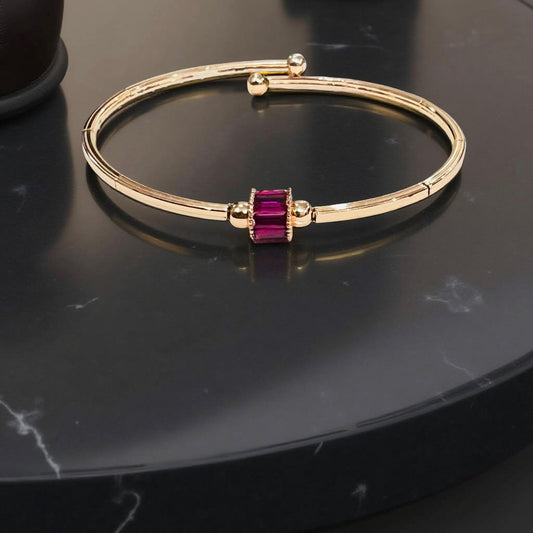 Rose Gold Minimal Ruby Barrel Bracelet