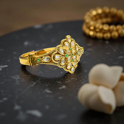 Royal Gold-Plated Kundan Floral Bracelet