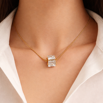 Classic Solitaire CZ Pendant Necklace in Gold Finish