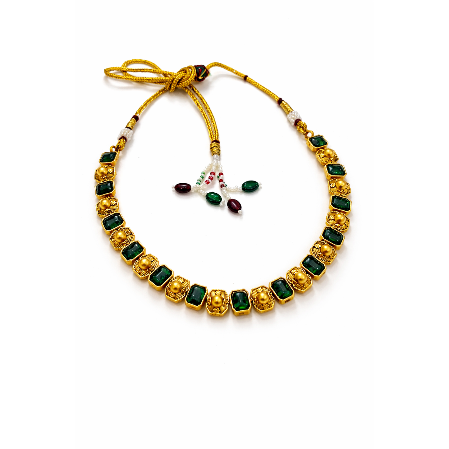 Emerald Glory Antique Gold Necklace Set
