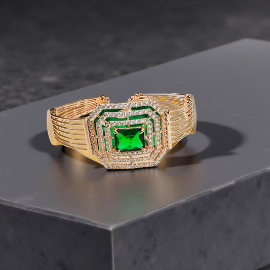 Gold-Plated Emerald Octagon Bracelet