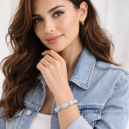 Contemporary Silver-Plated American Diamond Bracelet