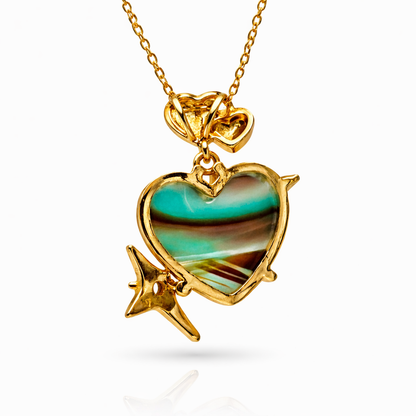 Ocean Wave Heart Star Chain Pendant