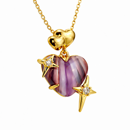 Aurora Heart Star Crystal Chain Pendant