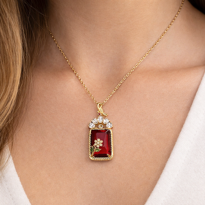 Regal Red Ruby Peacock Chain Pendant