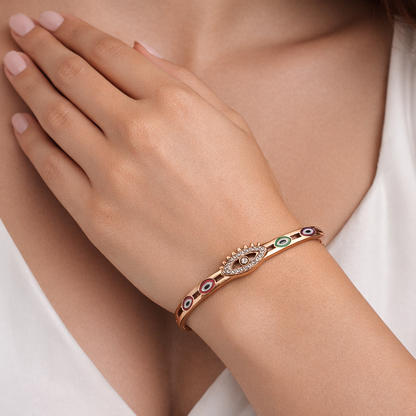 Evil Eye Diamond Bracelet in Rose Gold