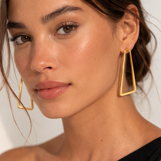 Modern Gold Geometric Trapezoid Hoop Earrings