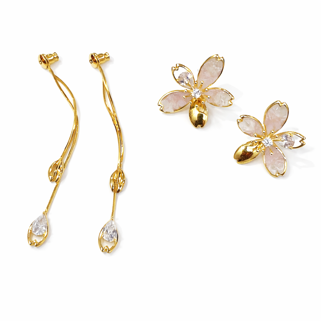 Designer Convertible Floral Stud & Drop Earrings