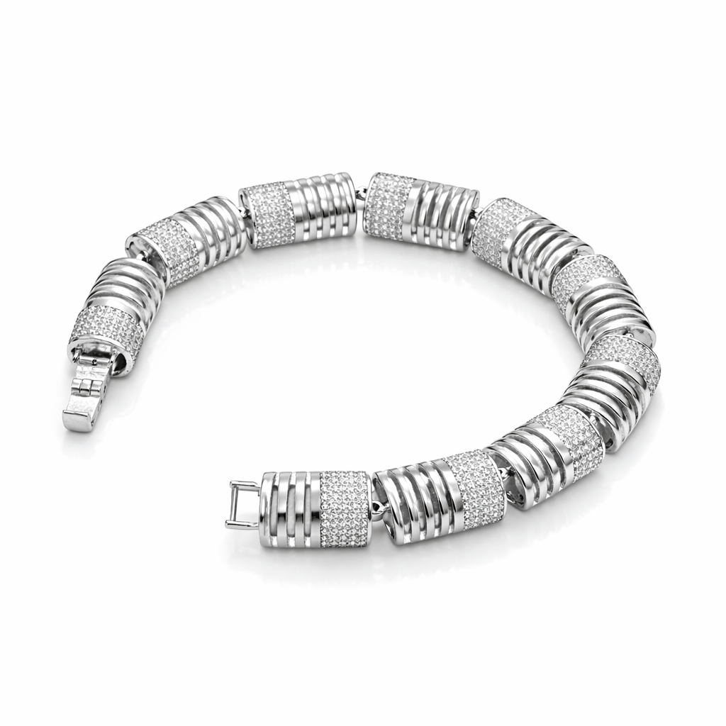 Contemporary Silver-Plated American Diamond Bracelet