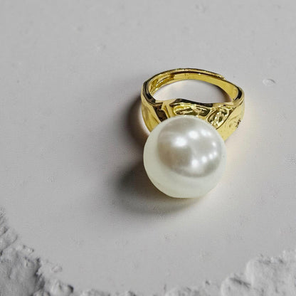 Gold-Plated Statement Pearl Ring