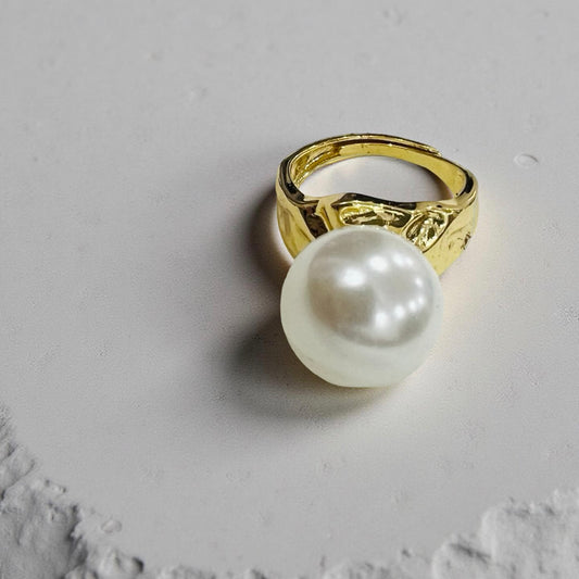 Gold-Plated Statement Pearl Ring