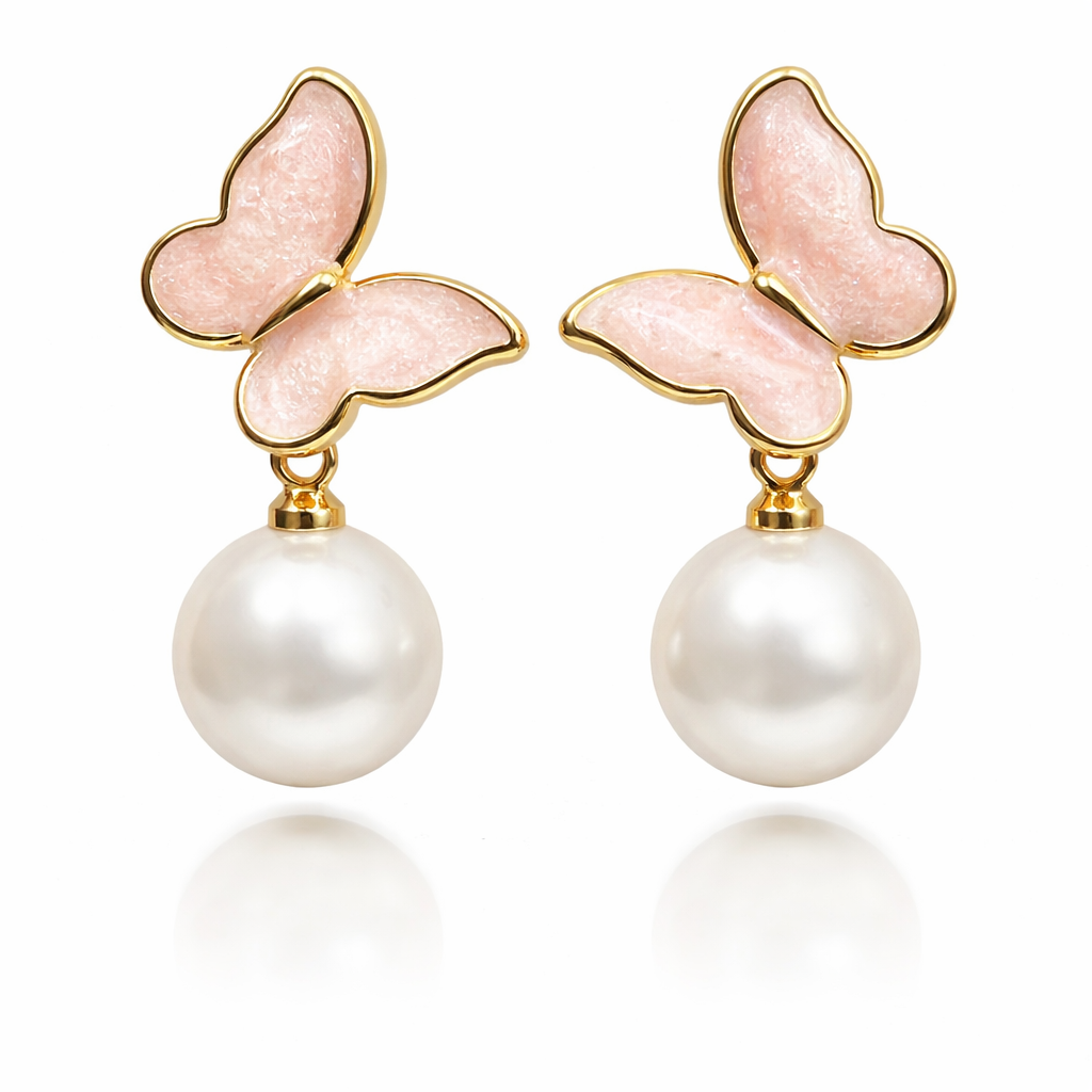 Butterfly Love Pearl Drop Earrings